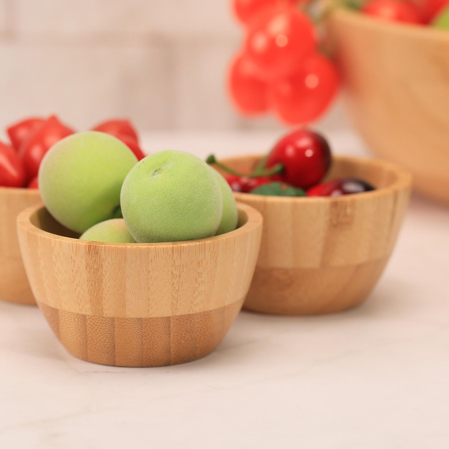 ZTHapwa Bamboo Wooden Bowls Set of 6, 3 Inch Small Serving Bowls for Snacks/Appetizers/Side Dishes/Charcuterie Board, Dipping Sauce Bowl for Condiments, 4 oz Bamboo Wood Ramekins, Reusable & Handmade