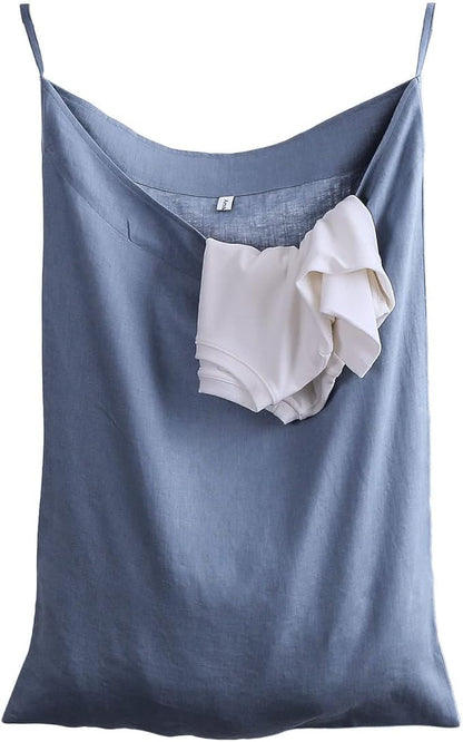 Amazhiyu Pure Linen Over The Door Laundry Hanging Hamper Bag