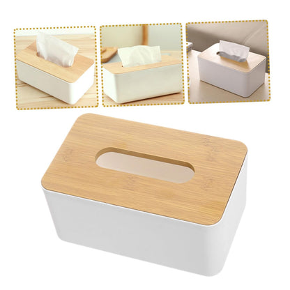 LABRIMP 2pcs Wooden Tissue Box Cover Holder Rectangular Bin Lid for Living Home Decorative Box