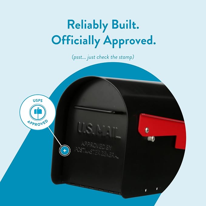 Architectural MAILBOXES Ironside Large Capacity Galvanized Steel black, Post-Mount Mailbox, MB801BAM, Metal, Black | Galvanized steel build for outside with rust-resistant powder-coat finish and a magnetic door closure. USPS approved.