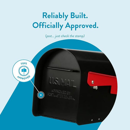 Architectural MAILBOXES Ironside Large Capacity Galvanized Steel black, Post-Mount Mailbox, MB801BAM, Metal, Black | Galvanized steel build for outside with rust-resistant powder-coat finish and a magnetic door closure. USPS approved.