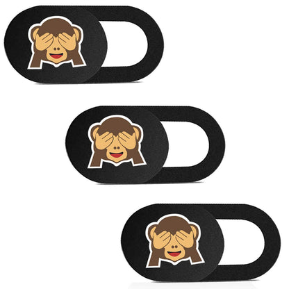 SIREG Webcam Cover Ultra Thin - Web Camera Cover fits Laptop,Tablet,Computer, Smartphone, Protect Your Privacy and Security,Strong Adhesive (Monkey-Black & 3 Pack)