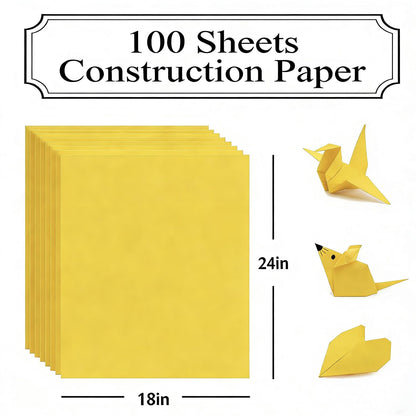 Large Yellow Construction Paper 17.3”x23.4” Craft Paper for Drawing Poster DIY Art Project Medium Weight 100 Sheets