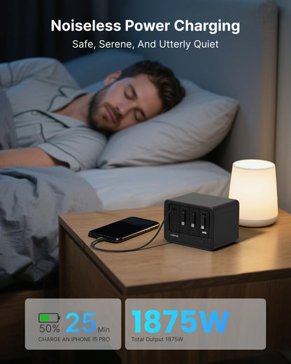 Gitryin 12-in-1 Desktop Charging Station with 3 Retractable Type-C Chargers and 1 Lightning Charger, 160W USB-C Charging Hub with 33.5in Cable, 4 AC, 1 USB A Port, 3 USB C Ports