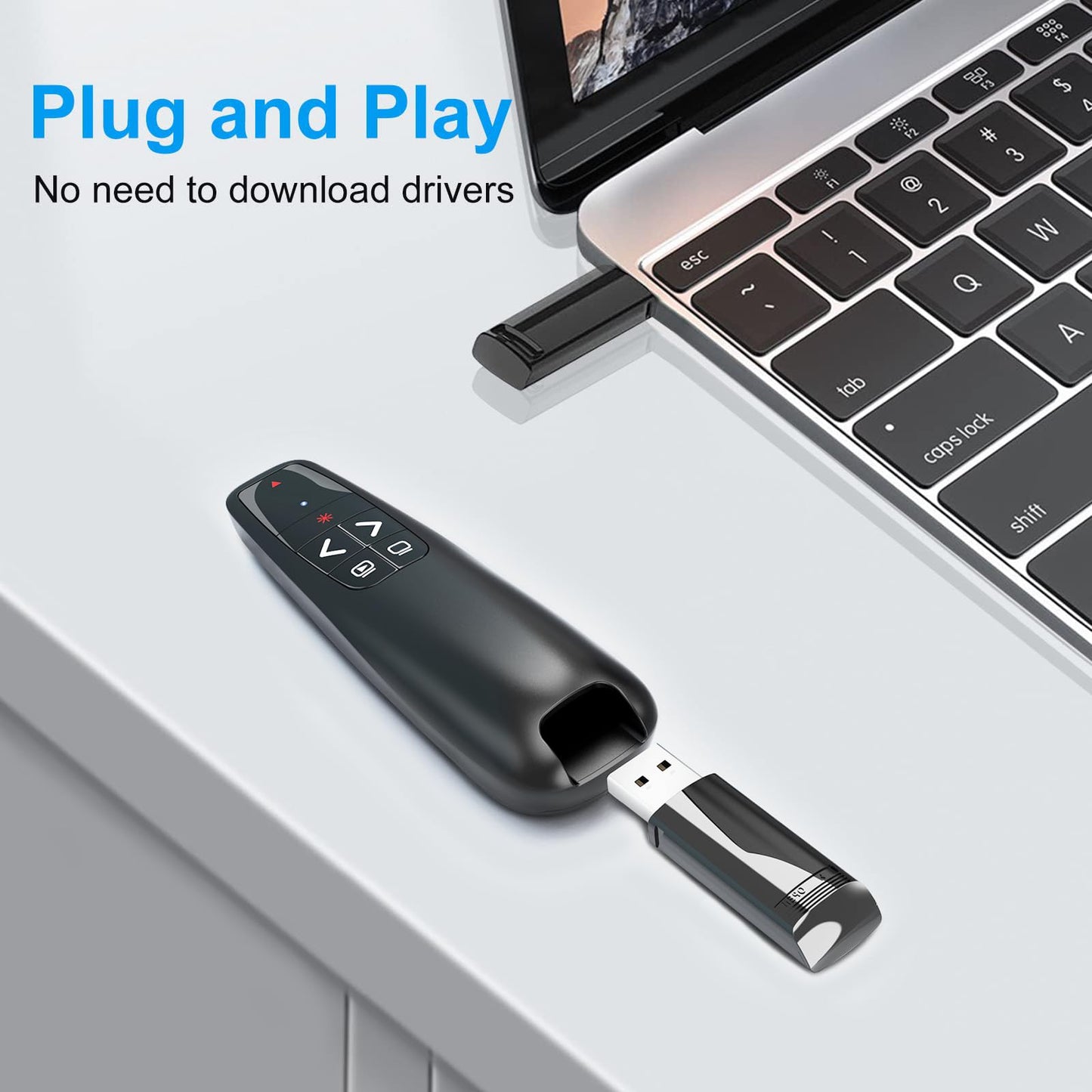 Presentation Clickers for PowerPoint, Clicker for Laptop Presentations Remote, USB Wireless Presenter Remote, Power Point Remote Clicker for Computer/Mac/PPT/Google Slide Advancer