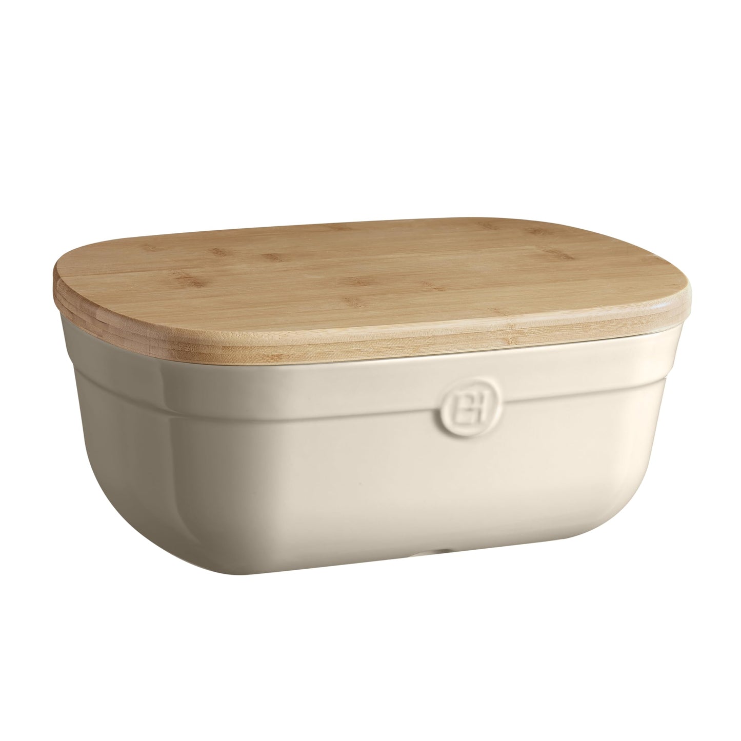 Emile Henry Made in France Ceramic Bread Box for Storage and Slicing 14"x 9.85"x 6", Clay