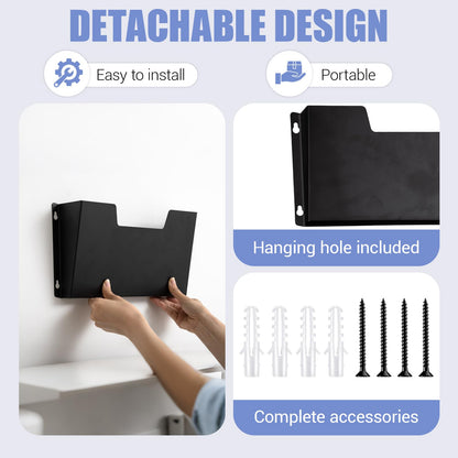 ElaraBerry 2 Pack Metal Wall File Holder, Hanging Wall Mount File Organizer, Single Pocket Letter Size, Metal Chart Holder for Office Home Document Mail Paperwork Magazine Storage Organizer