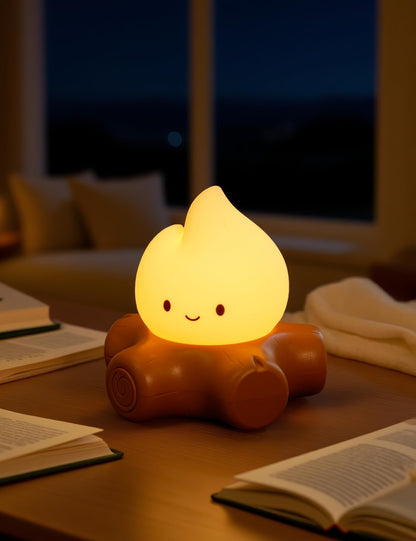 Cute Ghost Campfire Lamp, Halloween Decor,Kids Night Light，Adjustable Dimmable Rechargeable Night Light for Kids, Girls, Boys Gifts,Halloween,Christmas Decorations