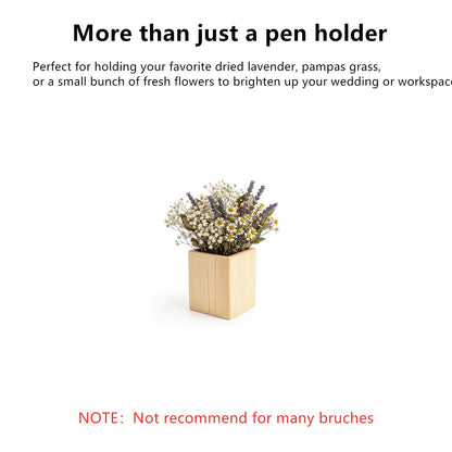 Yopay 12 Pack Wooden Pencil Holder, 4 Inch Square Desktop Wood Boxes for Crafts, DIY Unfinished Wooden Vase for Wedding Centerpieces Decor, Homemade DIY Supplies