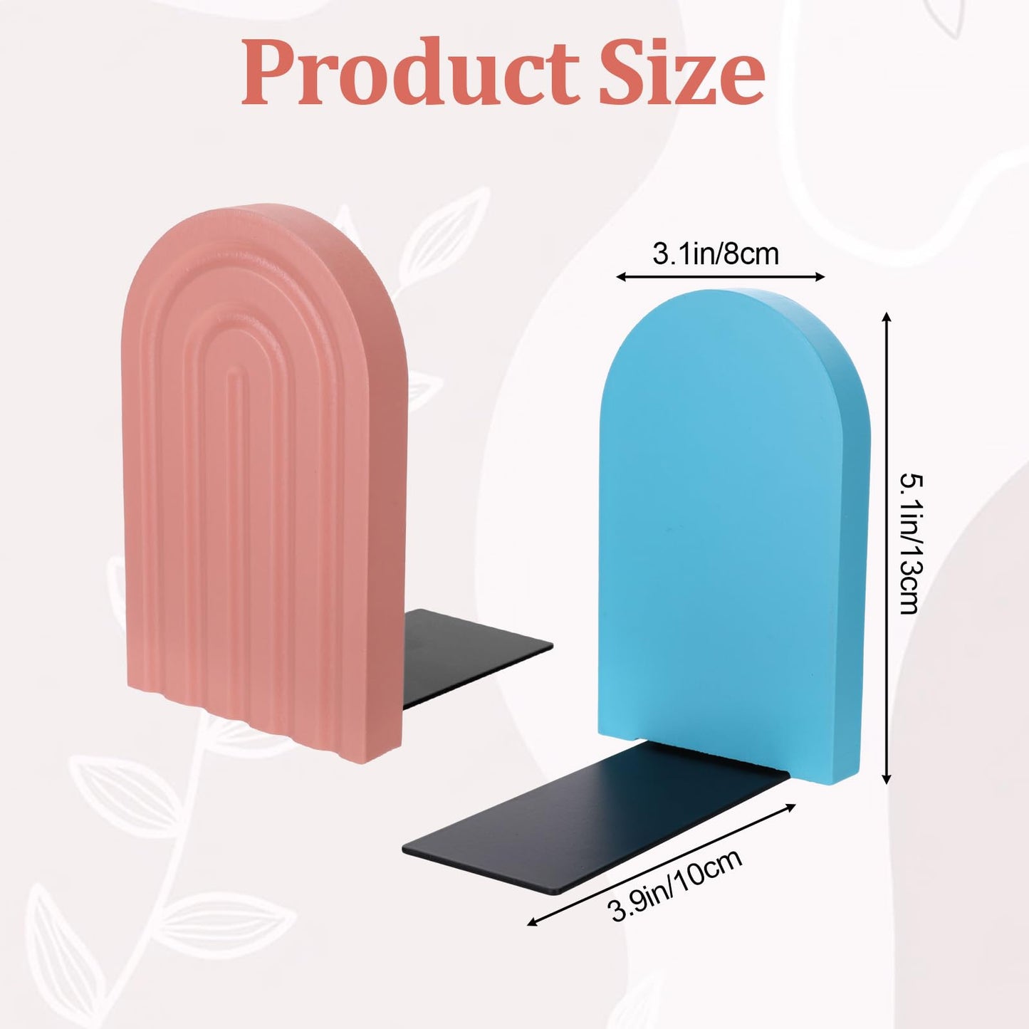 4Pcs Boho Arch Wooden Rainbow Bookends Cute Book Ends for Shelves Non Skid Wood Bookends Desert Pastels Book Holder Stand Stoppers for Home Office Back to School Library Kitchen Heavy Books