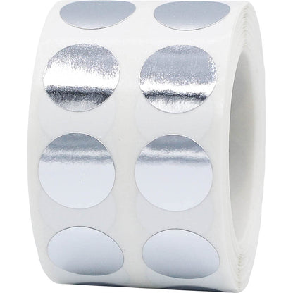Metallic Silver Circle Dot Stickers, 1/2" Inch, 1000 Labels per Roll - Ideal for Organizing, Decorating, Labeling and Crafting in Homes, Schools, and Office Use