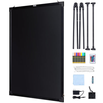 VEVOR 32"x24" LED Message Writing Board, Menu Sign Boards, Illuminated Erasable Lighted Chalkboard, Neon Effect Drawing Panel with 8 Fluorescent Chalk Markers and Remote Control