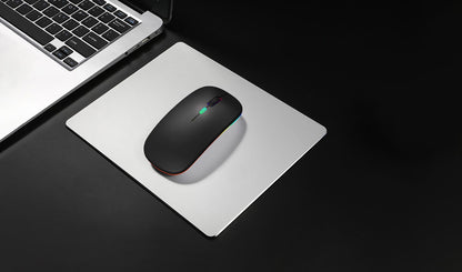 Wireless Bluetooth Mouse Rechargeable Laptop Mice with LED Lights Silent Slim Use(BT5.2 and 2.4G Portable USB Receiver)Dual Mode Computer Mouse for Laptop/iPad/Tablet/Apple/Computer/Mac(Black)