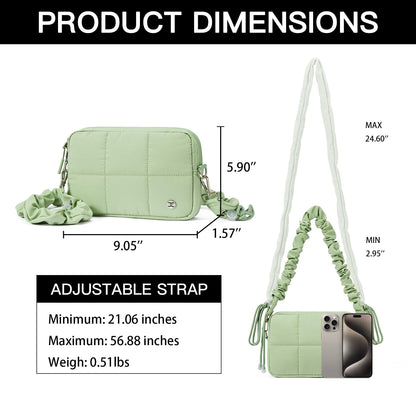 Telena Crossbody Bags for Women Cross Body Purse with Guitar Strap Lightweight Puffer Shoulder Bag for Travel