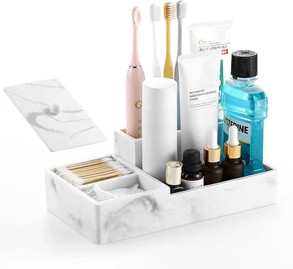 Luxspire Bathroom Counter Organizer, Marble Toothbrush Holder
