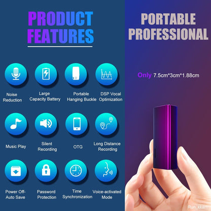 128GB Voice Activated Recorder with AI Intelligent Triple Noise Reduction Digital Audio Recorder Recording Devices, Voice Recorder with 2000 Hours Recording Capacity, 300 Hours Battery Time