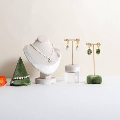 CHISTOR Velvet Earring T Bar Stand Jewelry Display, Earring Display Holder for Selling, Jewelry Storage Organizer【Green】