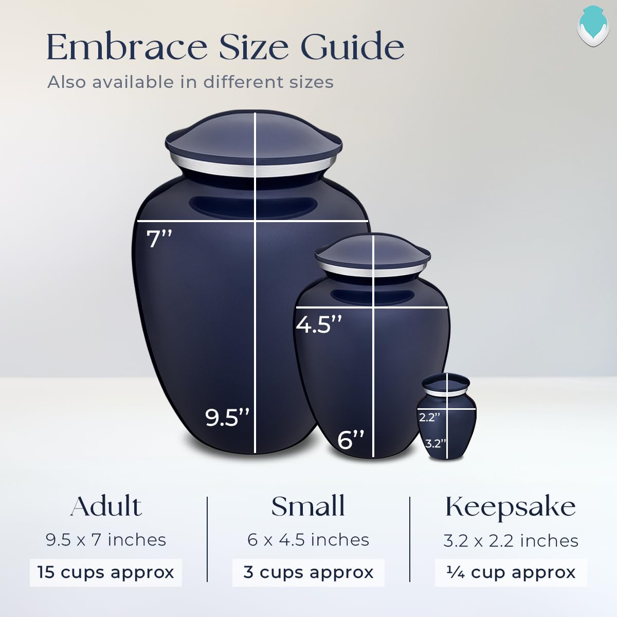Geturns Embrace Adult Personalized Cremation Urns for Human Ashes I Large Cobalt Blue Funeral Urn for Men and Women I 200 lbs