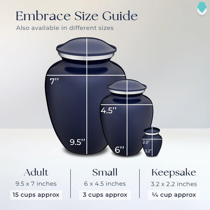 Geturns Embrace Adult Personalized Cremation Urns for Human Ashes I Large Cobalt Blue Funeral Urn for Men and Women I 200 lbs