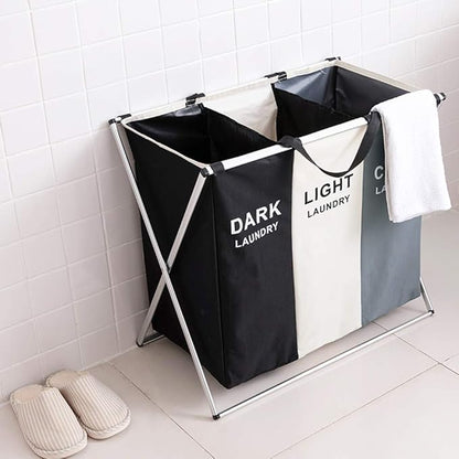 Nicesail 3 Section Laundry Basket Printed Dark Light Color, Foldable