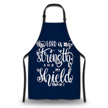 Olikked Baking Apron for Men the Lord Is My Strength and My Shield Bible Verse Modern Cute Aprons for Men for Kitchen Cooking Restaurant BBQ Painting Crafting 27” (W) x 31” (H), Waterproof Aprons