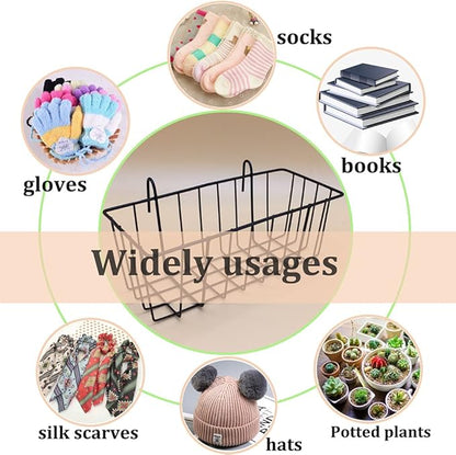 3 Pack Wire Baskets, Wall Grid Panel Hanging Wire Basket, Wall Storage and