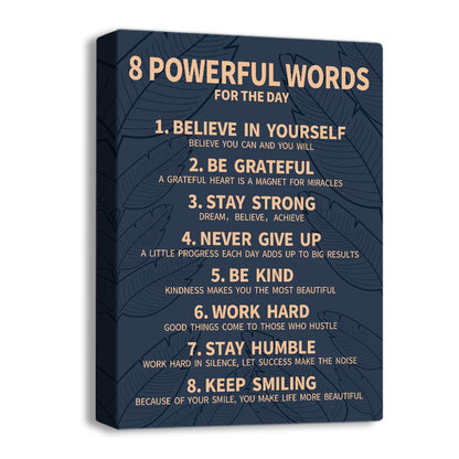8 Rules Of Life Canvas Decoration Painting, Suitable For Office, School, Library,Home (29x38cm) Framed (Blue-8)