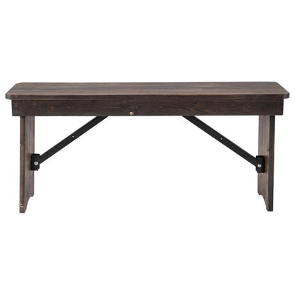 Flash Furniture HERCULES 40" x 12" Folding Farm Bench, Solid Pine Entryway Bench in Mahogany