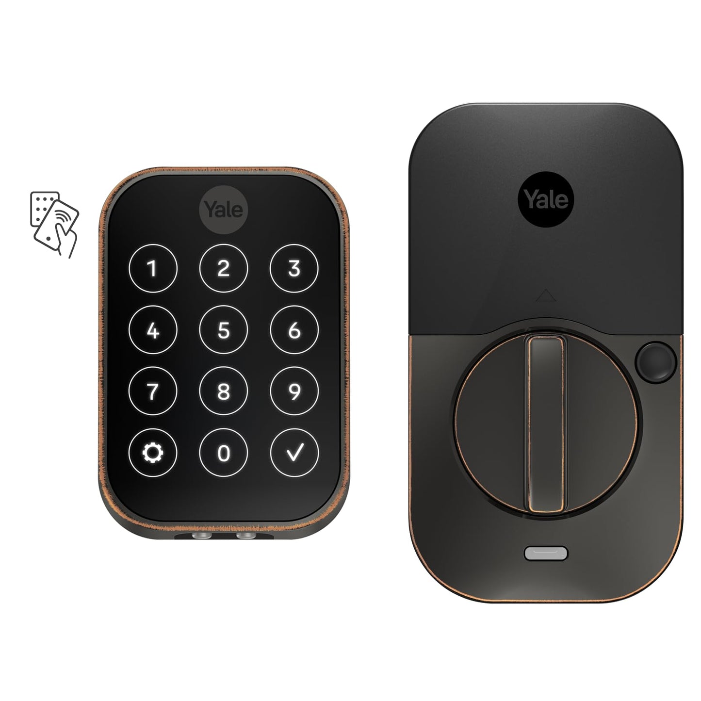 Yale Security Assure Lock 2 Plus Apple Home Keys (Tap to Open) Deadbolt, Satin Nickel Smart Keyless Entry Door Lock with Wi-Fi Connected Keypad for Code Entry and Remote Access, YRD450-N-WF1-619