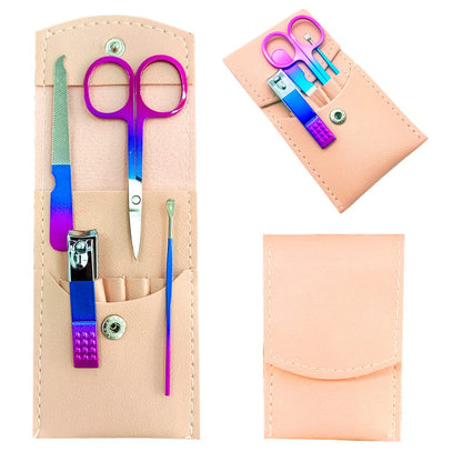 Manicure Set, Professional Women Nail Clippers Kit 4PCS， Stainless Steel Nail Cutter Care Tools Professional Grooming Kits, PU Leather Travel Case （rose gold）