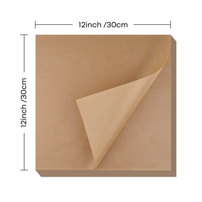 NEBURORA 100 Sheets Brown Butcher Paper - No Wax, Precut Square Wrapping Paper for Smoking Meats, Sublimation Heat Press - 12 x 12 inch