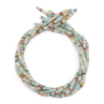 BEADIA Natural Amazonite Spacer Beads Caps Loose Semi Gemstone for Beading Jewelry Making 4mmx2mm 38cm