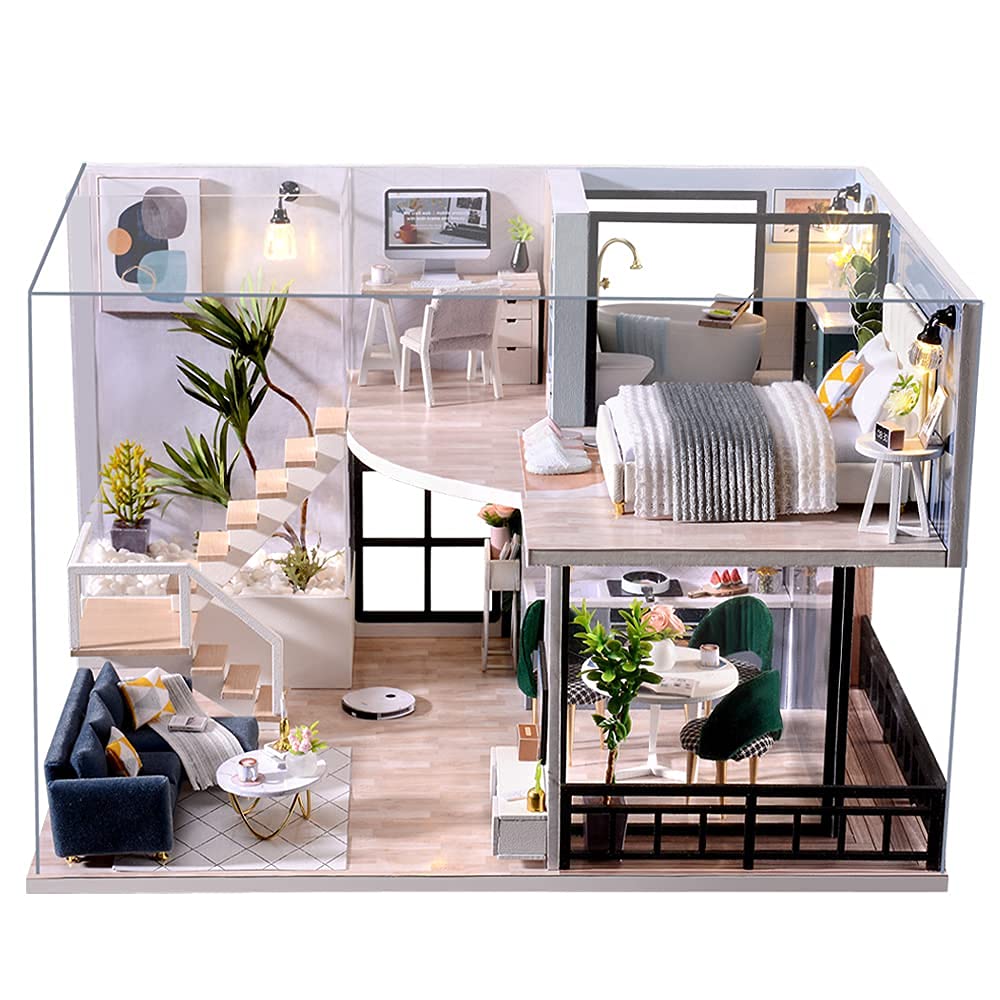 CUTEBEE DIY Dollhouse Miniature with Furniture, DIY Wooden Dollhouse Kit Plus Dust Proof and Music Movement, Creative Room for Valentine's Day Gift Idea(Cozy Time) (Magic House)