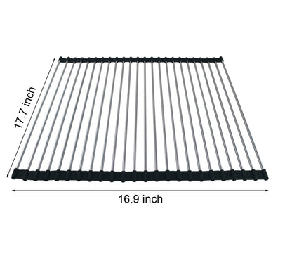 Ahyuan Roll up Dish Drying Rack Over The Sink Kitchen Roll up Sink Drying Rack Portable Dish Drainer Foldable Dish Drying Rack (Warm Gray, 17.8''X17'')
