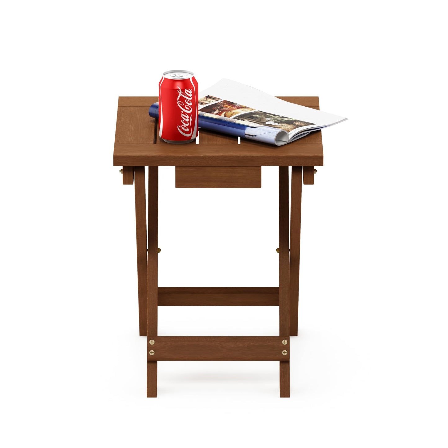 Furinno TIOMAN Folding Outdoor Side Table, Wooden Patio End Table for Garden, Porch, Balcony, Teak Oil, Light Wood