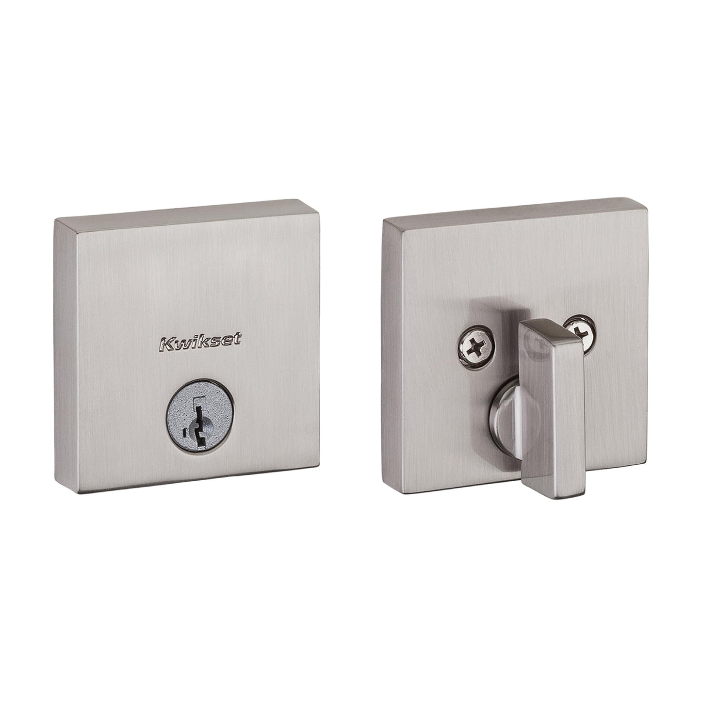 Kwikset Downtown Deadbolt Lock, Matte Black Square Exterior Keyed Front Entry Door, Pick Resistant SmartKey Rekey Security, Single Cylinder Dead Bolt, with Microban Protection