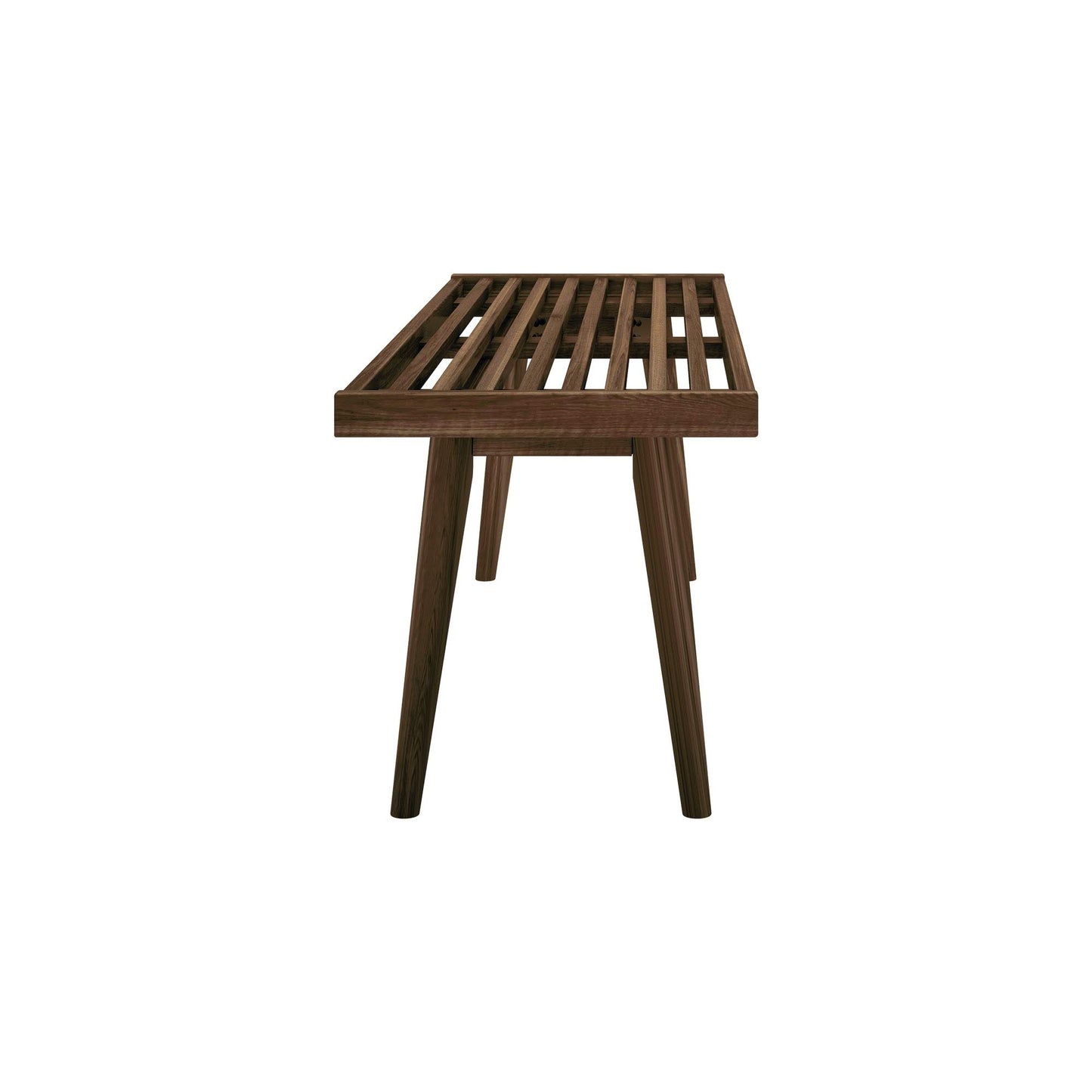Plank+Beam Entryway Bench, Wooden End of Bed Bench for Bedroom, Mid-Century Modern Square Bench for Hallway, Living Room, Indoor, Porch, 56.25", Walnut