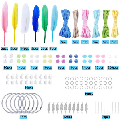 SUNNYCLUE DIY 6 Sets Dreamcatcher Kit Feather Dreamcatchers with Video Tutorials Wall Hanging Feathers Glass Beads Bohemian Ornament Making Kit for Car Mirror Home Decor Beginner Craft Handmade Gift