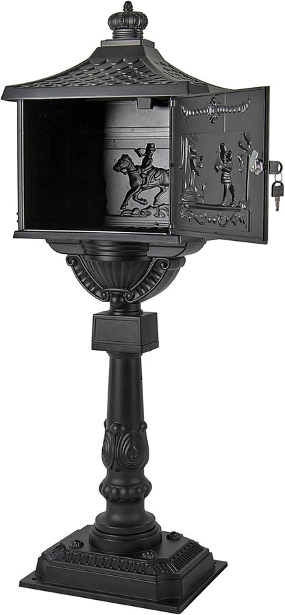 Polar Aurora Mailbox Cast Aluminum Black Mail Box Postal Box Security Heavy Duty New