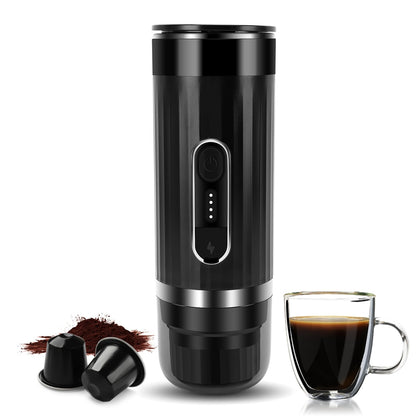 ZEMBSOYA Portable Espresso Machine, Travel Espresso Maker, Car Coffee Maker Self-Heating with USB-C, Compatible with Ground Coffee & Capsules (NS＆DG) for RV, Hiking, Camping, Office