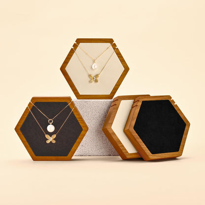 Woodten Solid Wood Hexagon Necklace Holder Stand Retail Hanging Jewelry Necklace Stand Display for Vendors(Black)