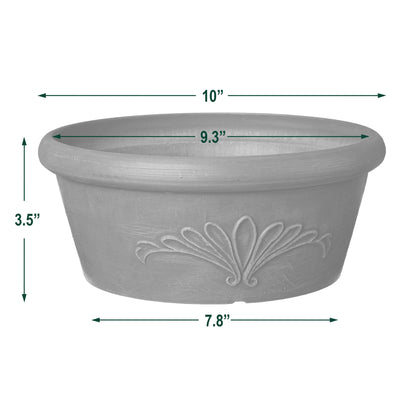 Arcadia Garden Products PSW Pot TA25DC Collection Shallow Bulb Pan Planter Dish Low Bowl for Succulents, Bonsai, Fairy Gardens, Herbs, 10-inch, Dark Charcoal, 10"x3.5"