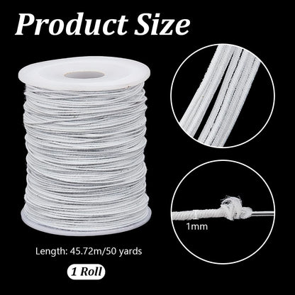 OLYCRAFT 50 Yards/45.7m White Wire Cotton Covered Cloth Covered Stem Floral Wire with Metal Wire Inside Cotton Covered Millinery Wire for Sewing Supplies DIY Making Accessories