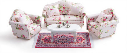 1:12 Scale Dollhouse Furniture 16 Pieces Wooden Sofa Set Living Room