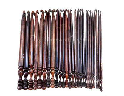 Rosewood Crochet Hook Set | 15PCS (3.5MM-25MM) | Handmade Wooden Needles | Engraved Sizes | Smooth Grip for Knitting, Crocheting, Yarn & Wool | Perfect for DIY Craft Projects & Gifts