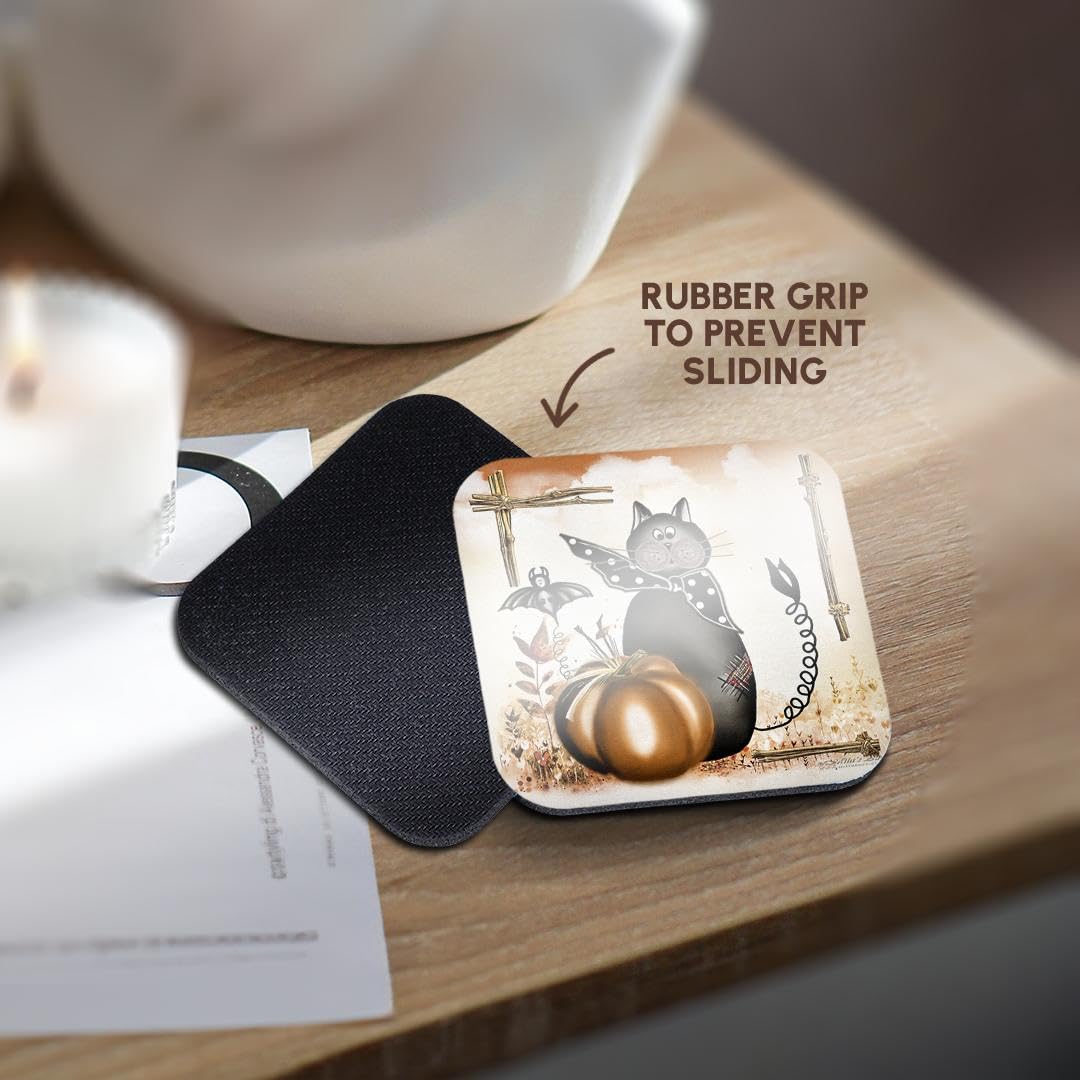 3dRose LLC Halloween Cat Coaster, Soft, Set of 8