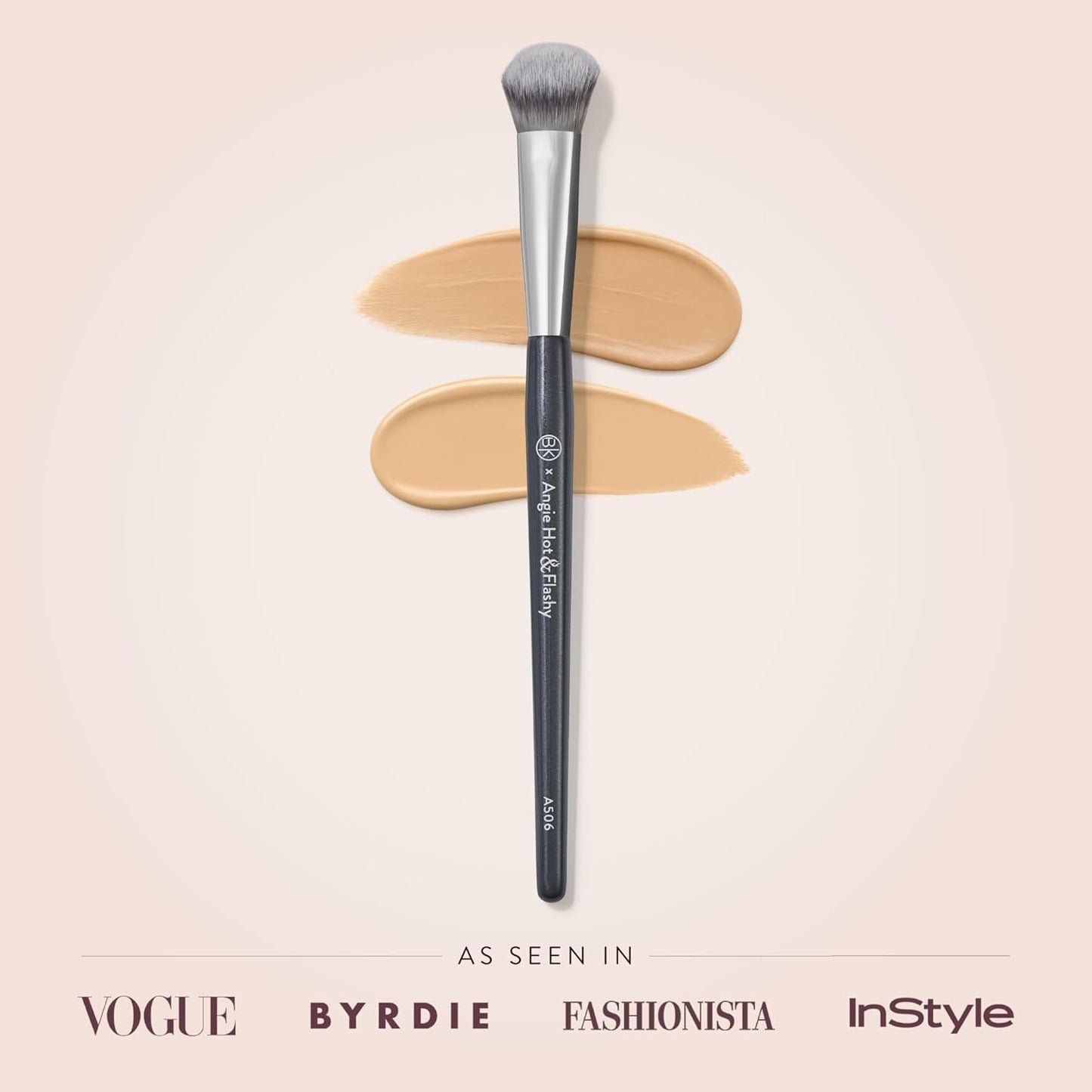 BK BEAUTY BRUSHES - ANGIE HOT & FLASHY A506 CONCEALER - Viral "Kitten Paw" Face Brush - Under-Eye Concealing and Contouring - Makeup Brushes