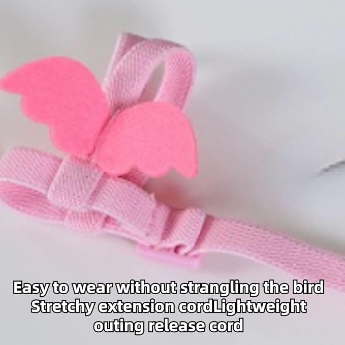 Pet Parrot Bird Harness and Leash, Adjustable Training Design Anti-Bite, Bird Nylon Rope with Cute Wing and Colorful Leash for Parrots Lovebird Cockatiel Conure Budgie (Pink with 157.4inch Leash,L)