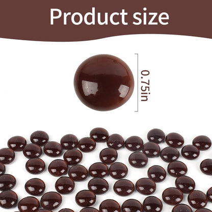 HUIANER Flat Glass Marbles 1lb, 100PCS Brown Flat Gems Glass Beads for Vase Filler Garden Aquarium Fish Tank Pebbles Table Floral Decoration