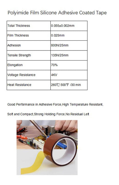 1 Rolls 4 Inch 100mm X 33m 108ft 3D Polyimide Heat Tape,Heat Resistant Tape,Heat Transfer ,Thermal ,Sublimation ,Heat Vinyl Press No Residue,High Temperature Tape,Electronics,Soldering,Circuit Board